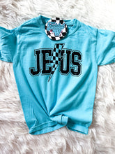 Load image into Gallery viewer, Checkered lightning Jesus • Christian • Worship • Direct to Film • all sizes