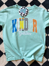 Load image into Gallery viewer, Checkered Pencil Grade tee • all sizes • any color combinations • Kinder, first grade, second grade, third grade, fourth grade, fifth grade