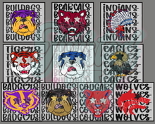 Load image into Gallery viewer, Glitter Eye Mascot • Any team • Direct to Film • all sizes • Game Day