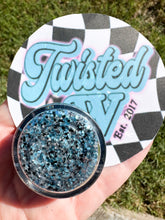 Load image into Gallery viewer, Light blue, Black, & Silver Hair Glitter Gel - Organic Non Toxic - 1 oz jar