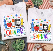 Load image into Gallery viewer, Personalized School Supply tee • all sizes • any color combinations