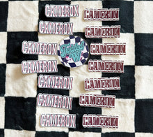 Load image into Gallery viewer, 3” Sport Name Die Cut Sticker - full sheets - glossy - laminated
