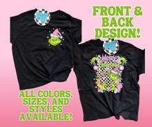 Load image into Gallery viewer, Grinch Mashup Front and Back • Pink • Direct to Film • all sizes