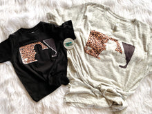 Load image into Gallery viewer, Black tee with white glitter background & White marble adult tee