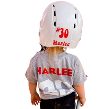 Load image into Gallery viewer, Helmet Vinyl Decal •  DECAL ONLY • Stickers • any name, number, and colors