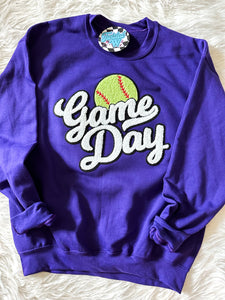 Softball Game Day Chenille Patch • Adult Sweatshirts • any colors!