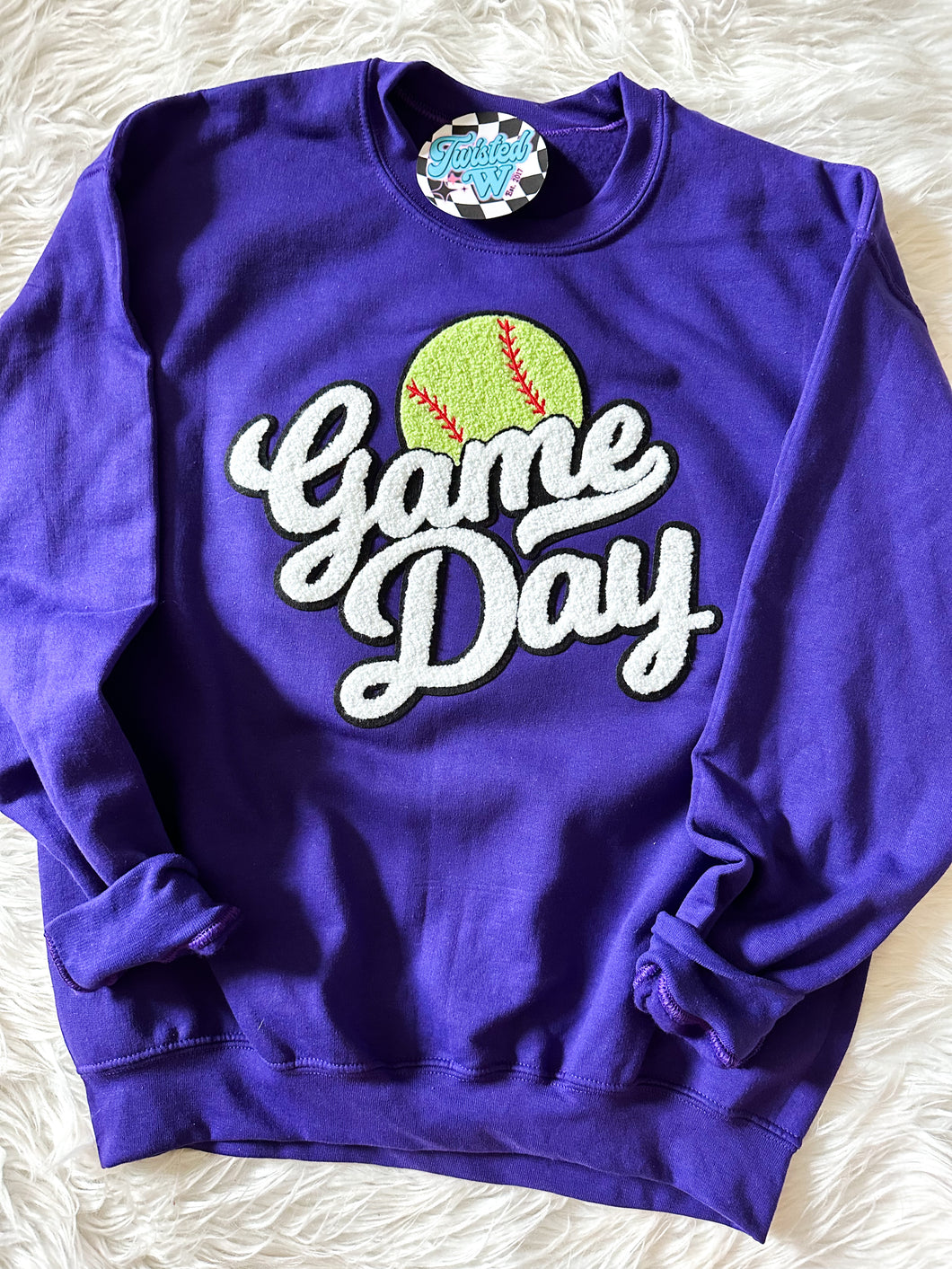 Softball Game Day Chenille Patch • Adult Sweatshirts • any colors!