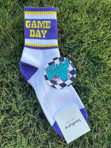 Purple and Yellow Game Day Socks