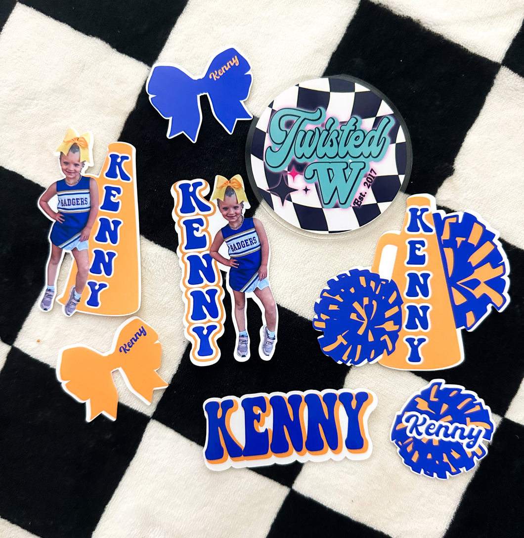 Cheer Themed Die Cut Sticker Sheets - glossy - laminated