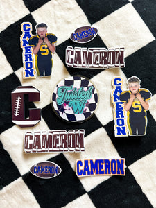 Football Themed Die Cut Sticker Sheets - glossy - laminated