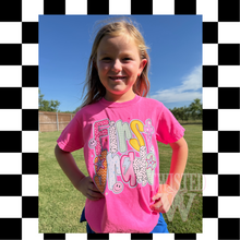 Load image into Gallery viewer, Girly Retro Smiles Grade tee • all sizes • any color combinations • Pre-k, Kinder, first grade, second grade, third grade, fourth grade, fifth grade
