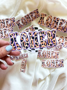 Leopard Name Bundle Die Cut Sticker - full sheets - glossy - laminated - Any prints or Colors! Perfect for back to school!