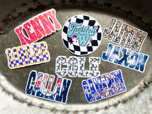 Load image into Gallery viewer, 3.5&quot; Wide - Custom Die Cut Name/Text Stickers - Glossy Waterproof
