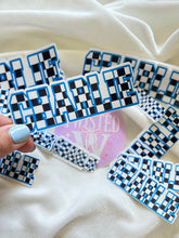 Load image into Gallery viewer, Checkered Name Bundle Die Cut Sticker - full sheets - glossy - laminated - Any prints or Colors! Perfect for back to school!
