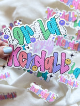 Load image into Gallery viewer, Retro Name Smiley Stickers - Single or sets Glossy Waterproof
