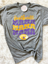 Load image into Gallery viewer, heather grey tee with purple and gold
