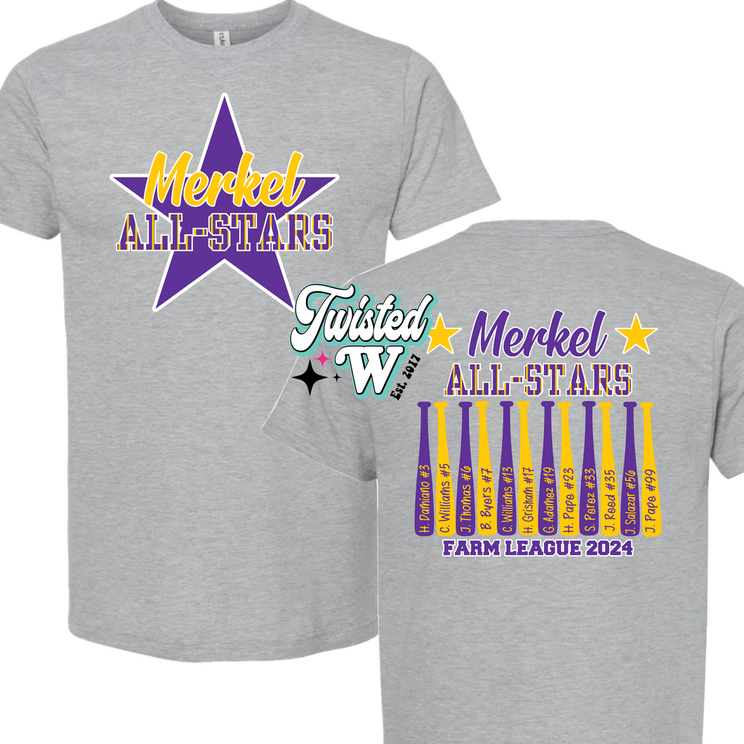 Farm All Star Roster  - Merkel Little League - Adult Tees