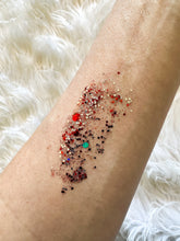 Load image into Gallery viewer, Red, Black, &amp; Silver Hair Glitter Gel - Organic Non Toxic - 1 oz jar
