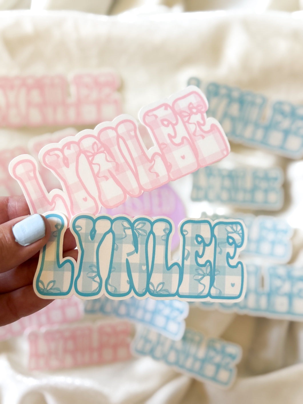 Checkered Coquette Name Bundle Die Cut Sticker - full sheets - glossy - laminated - Any prints or Colors! Perfect for back to school!