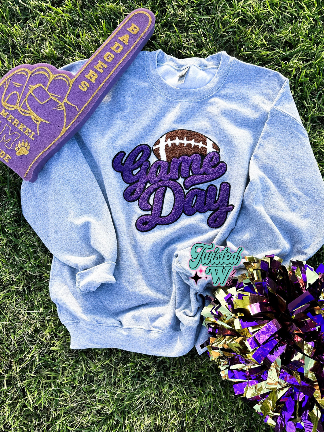 Football Game Day Chenille Patch • Adult Sweatshirts • any colors!