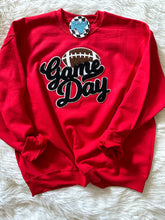 Load image into Gallery viewer, red sweatshirt with black patch
