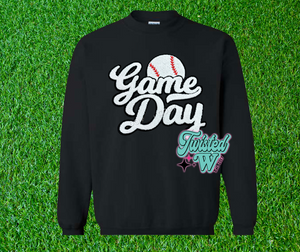 Baseball Game Day Chenille Patch • Adult Sweatshirts • any colors!