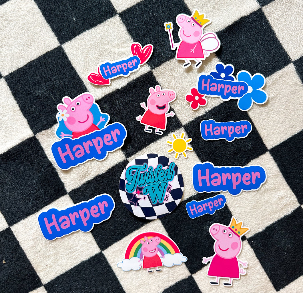 Character Themed Die Cut Sticker Sheets - glossy - laminated -  or custom