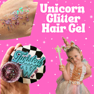 Unicorn Glitter Hair Gel - Organic Non Toxic - 1 oz jar