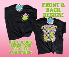 Load image into Gallery viewer, Grinch Mashup Front and Back • Pink • Direct to Film • all sizes
