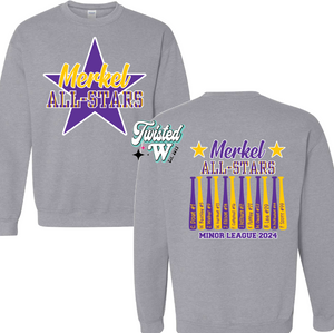 Minors All Star Roster - Merkel Little League - Adult Sweatshirts