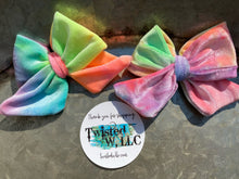 Load image into Gallery viewer, Sour Patch • Rainbow tie dye Velvet Bows • Hippie
