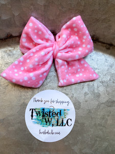 Velvet Pink and White Speckled Bows • Easter
