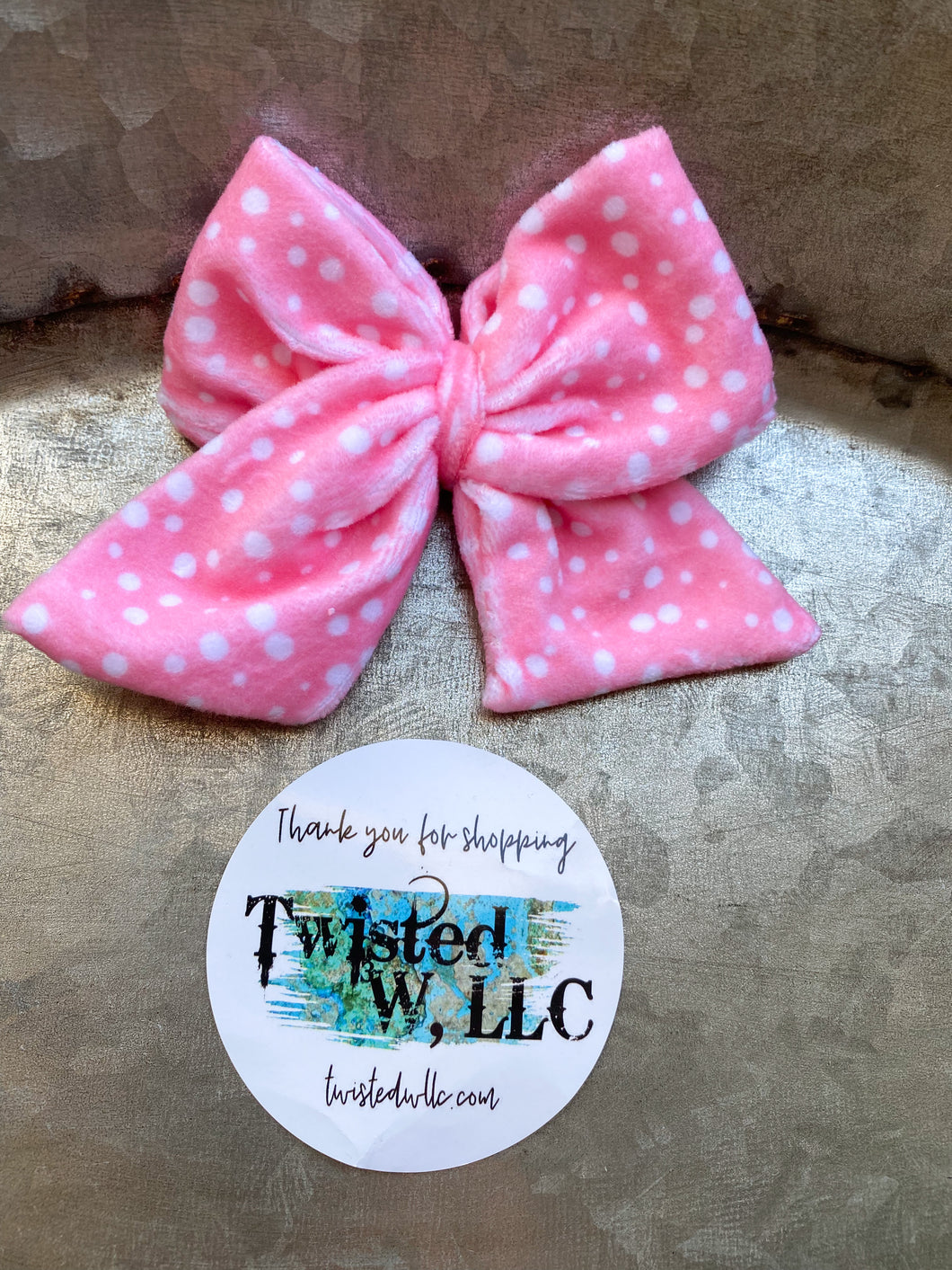 Velvet Pink and White Speckled Bows • Easter