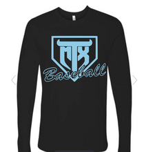 Load image into Gallery viewer, MTX Baseball Team Adult Long sleeves - Black with blue print
