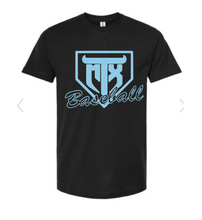 Load image into Gallery viewer, MTX Baseball Team T-Shirts Adult - Black with blue print
