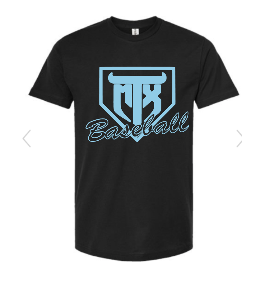 MTX Baseball Team T-Shirts Youth - Black with blue print