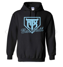 Load image into Gallery viewer, MTX Baseball Team Youth Hoodies - black with blue print
