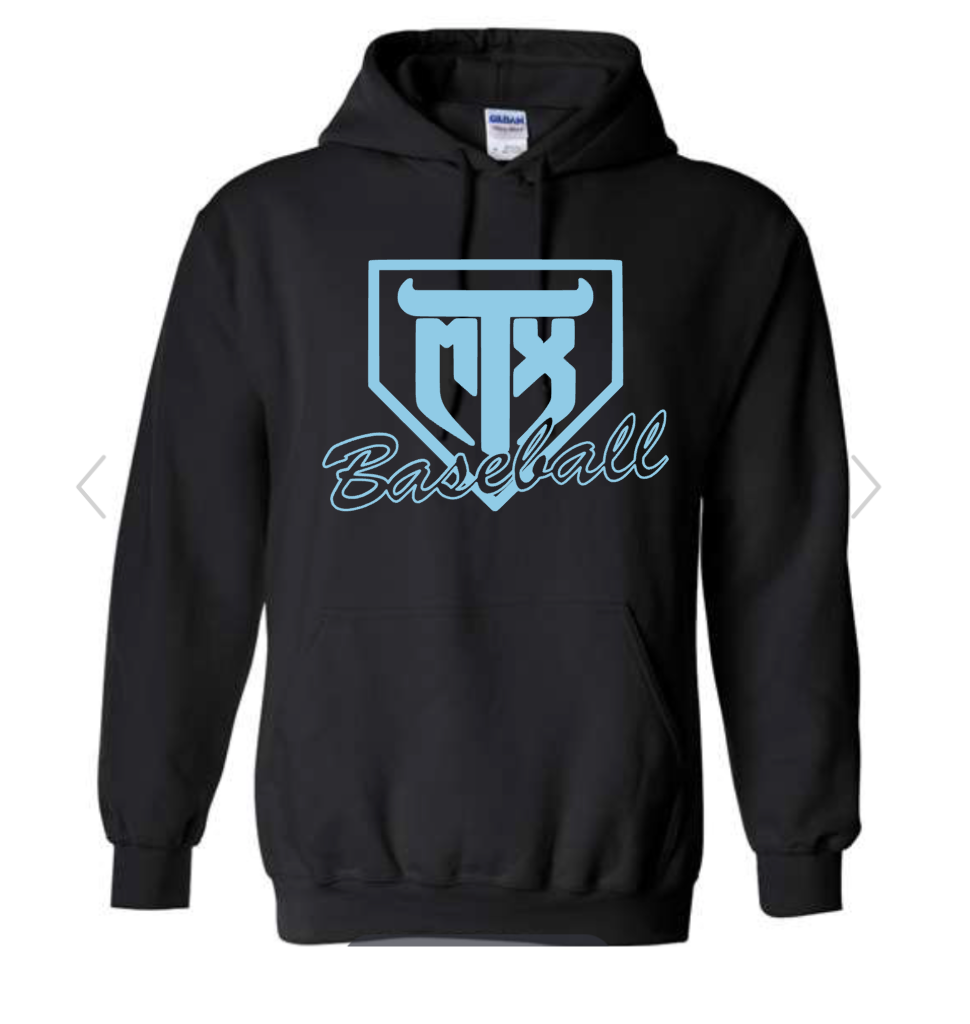 MTX Baseball Team Youth Hoodies - black with blue print