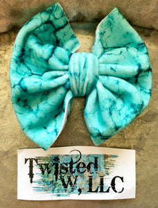 Turquoise Marble Velvet Bow