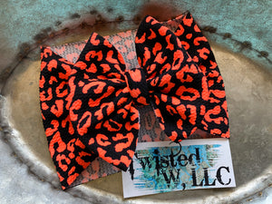 Neon Orange Leopard Bows