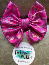 Load image into Gallery viewer, Neon Pink Leopard Swim Bows
