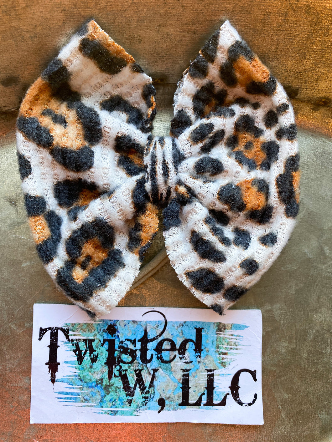 Leopard Waffle Knit Bows