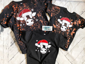 Santa Cow tees • Christmas • Glitter Vinyl or Direct to film