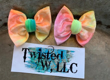 Load image into Gallery viewer, Sour Patch • Rainbow tie dye Velvet Bows • Hippie
