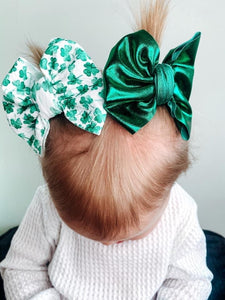 Green Metallic Faux Leather Bows