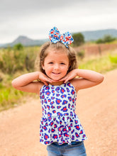 Load image into Gallery viewer, Patriotic Leopard bows •  Velvet • Red, White &amp; Blue
