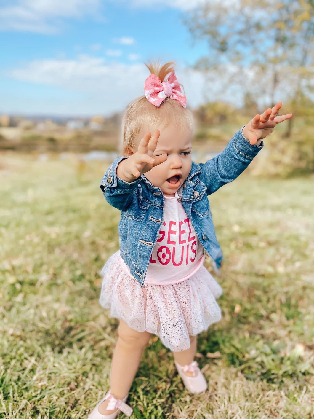 Light Pink Acid Wash bows