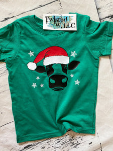 Santa Cow tees • Christmas • Glitter Vinyl or Direct to film