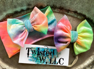 Sour Patch • Rainbow tie dye Velvet Bows • Hippie