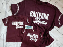 Load image into Gallery viewer, Ballpark Mama or Sister • {personalized} tee • Vinyl • Baseball
